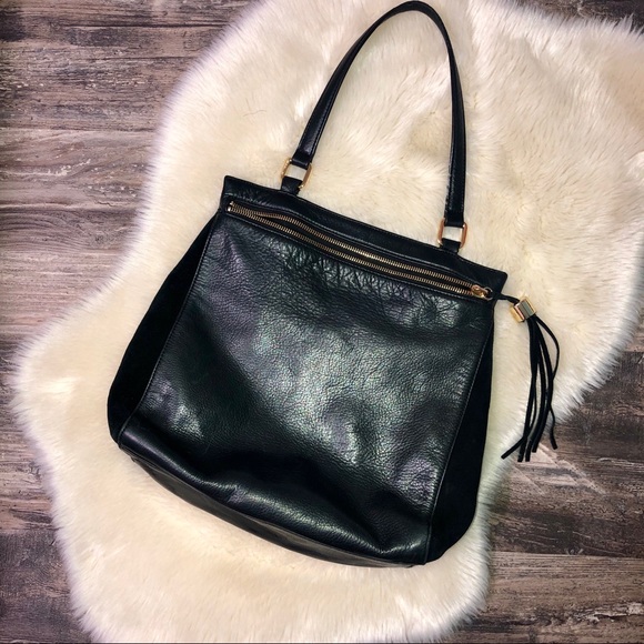 margot Handbags - Margot Black Leather And suede shoulder bag